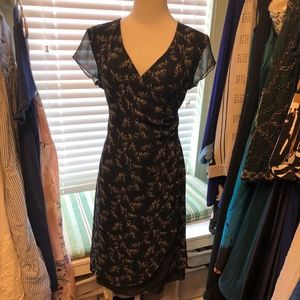 Black sheer over sheer Dress